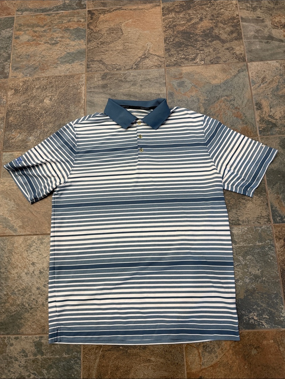 Nike Men's Navy & White Horizontal Stripe Polo